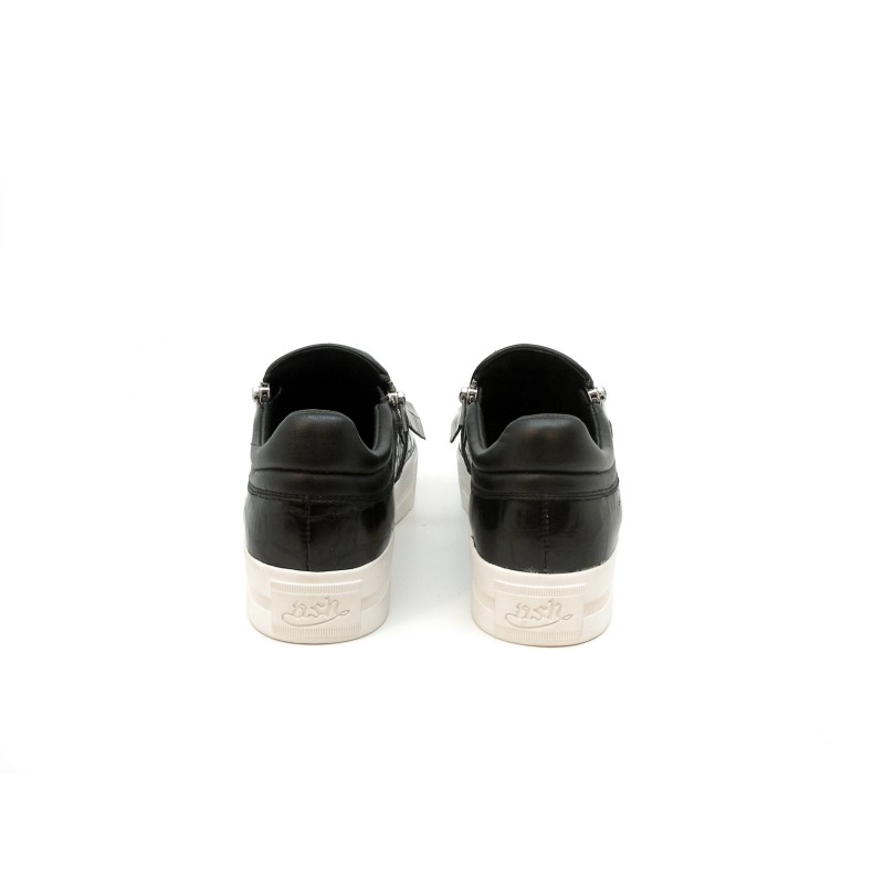 Women's Shoes Gloss Croco Nappa Wax white rubber and 2 side zippers.