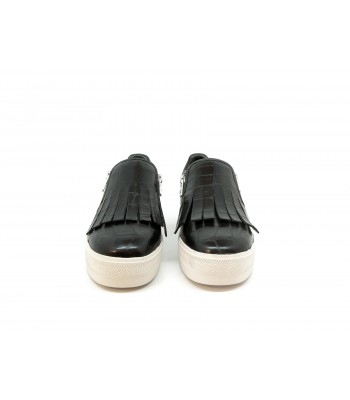 Scarpe Donna Gloss Croco Nappa Wax gomma bianca e 2 zip laterali. 2