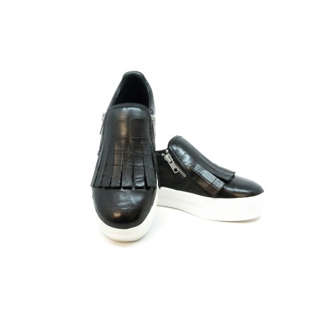 Women's Shoes Gloss Croco Nappa Wax white rubber and 2 side zippers.