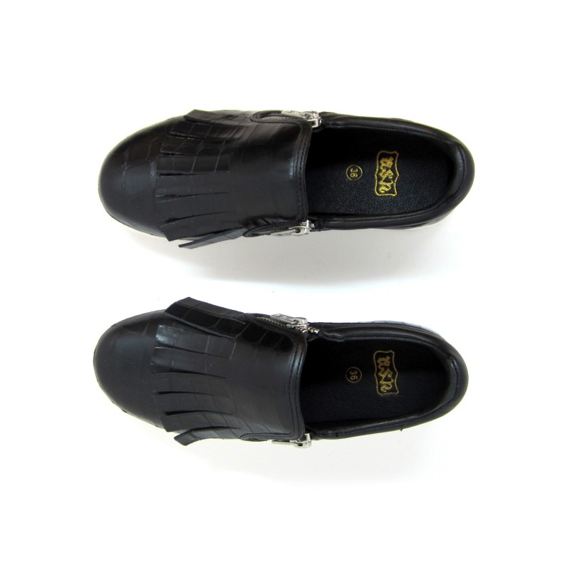 Women's Shoes Gloss Croco Nappa Wax white rubber and 2 side zippers.