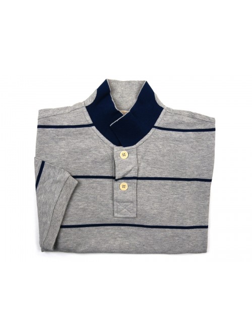 Luigi Borrelli Polo Uomo M/M Mod. B37600R/53971 Rigata Grigio Luigi Borrelli Polo Uomo M/M Mod. B37600R/53971 Rigata Grigio