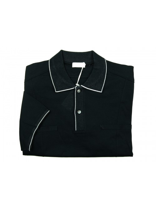 Malo Men's Polo Shirt M / M Mod. RE27ABE 0830 / E286 Black Malo Men's Polo Shirt M / M Mod. RE27ABE 0830 / E286 Black