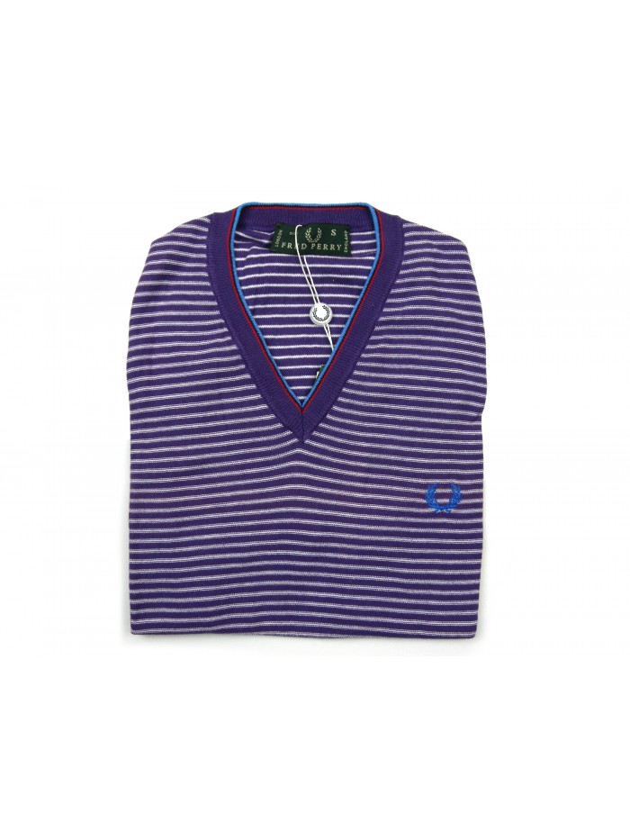 Fred Perry Gilet Uomo Art. 30412151 COL 0034 Rigato Viola Fred Perry Gilet Uomo Art. 30412151 COL 0034 Rigato Viola