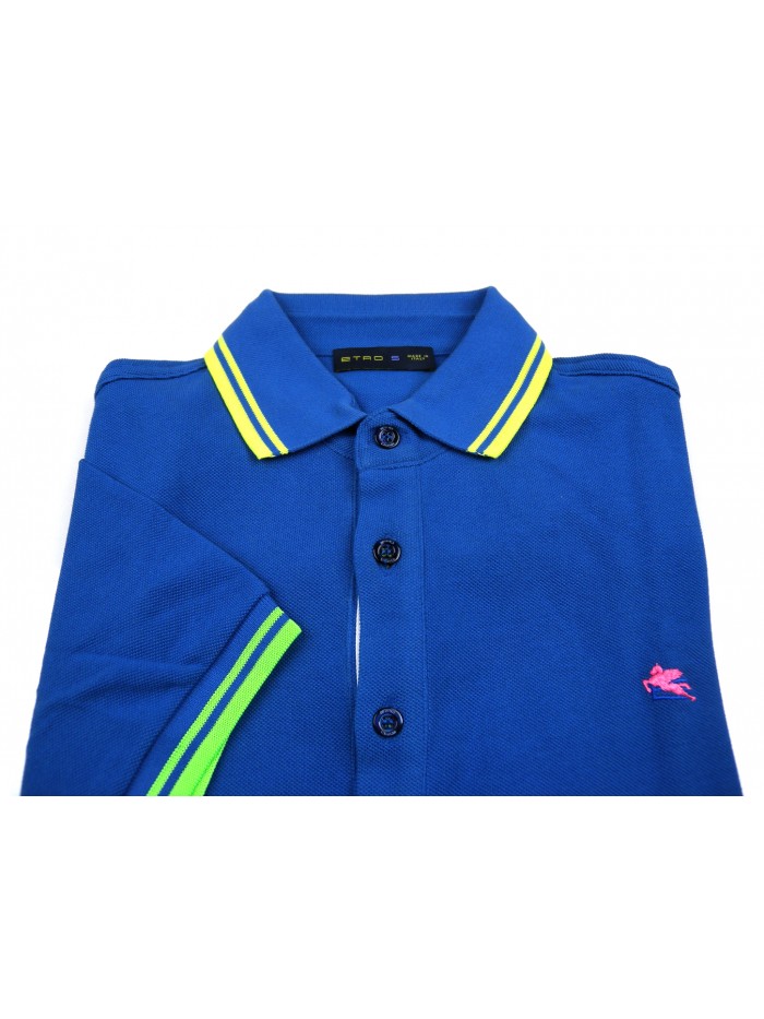 Etro Polo Uomo Art. 146009362 201 Unita Blu Elettrico