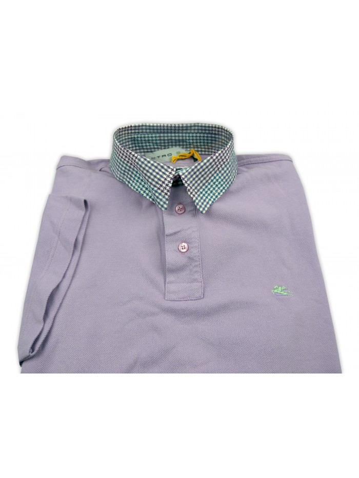 Etro Men's Polo Art. 168029850 401 Colline Pied de poule Glicine