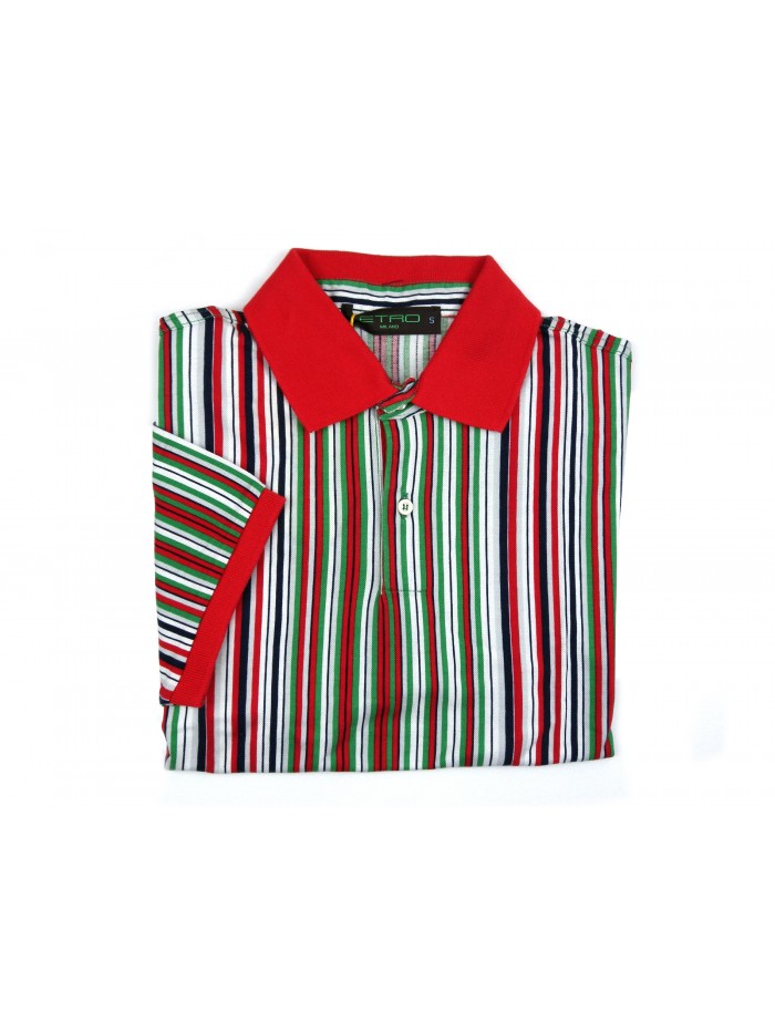 Etro Polo Uomo Art. 121844035 650 Rigata Multicolor Arancio