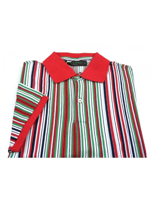 Etro Polo Uomo Art. 121844035 650 Rigata Multicolor Arancio