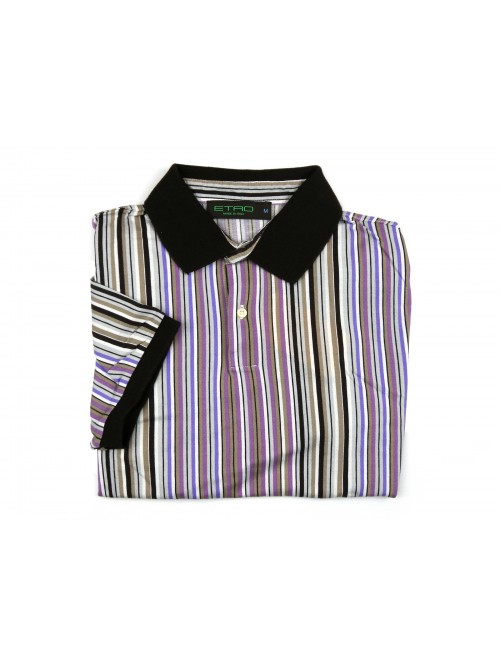 Etro Men's Polo Art. 121844035 801 Multicolor Striped Brown Etro Men's Polo Art. 121844035 801 Multicolor Striped Brown