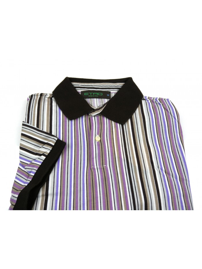 Etro Men's Polo Art. 121844035 801 Multicolor Striped Brown