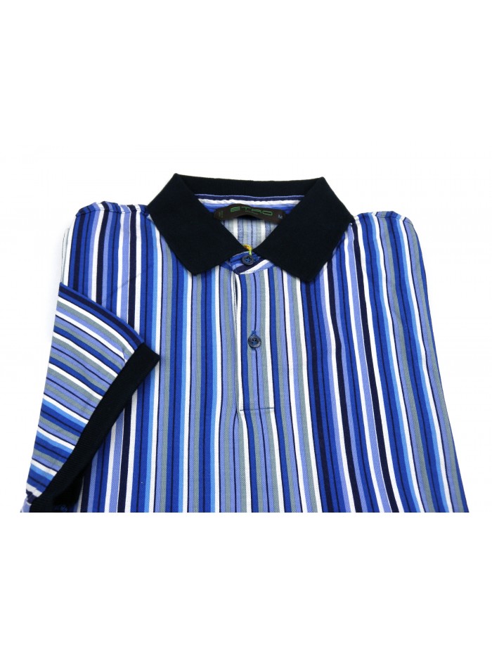 Etro Men's Polo Art. 121844035 200 Striped Multicolor Blue