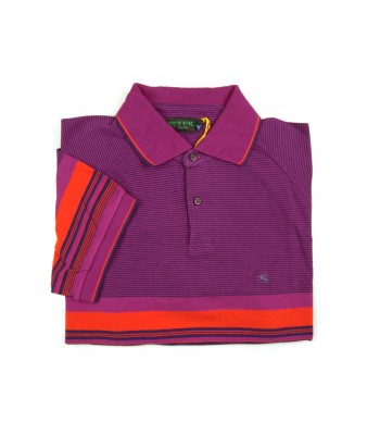 Etro Polo Uomo Art. 122089025 400 Rigata Bande Multicolor Viola