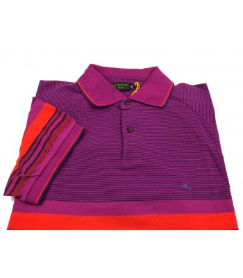 Etro Polo Uomo Art. 122089025 400 Rigata Bande Multicolor Viola 2