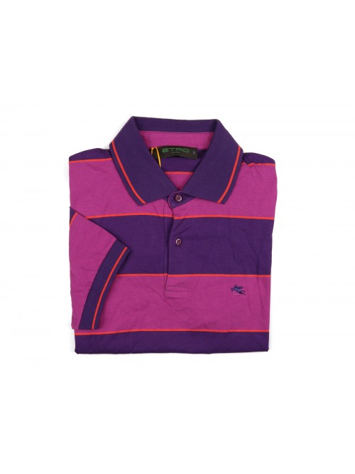 Etro Men's Polo Art. 122029022 0400 Large Purple Bands