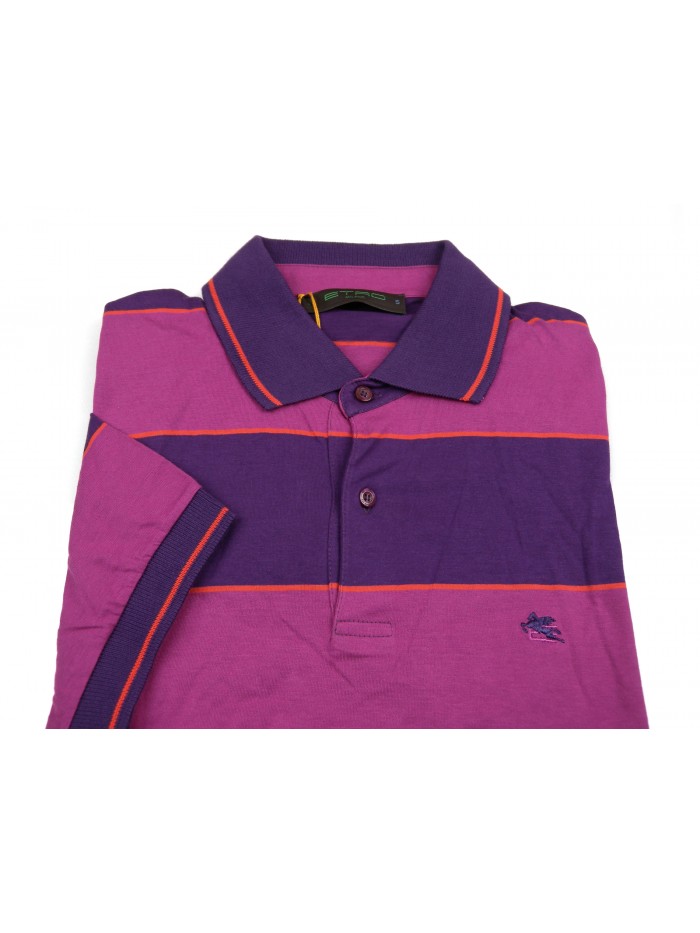 Etro Polo Uomo Art. 122029022 0400 Bande Larghe Viola