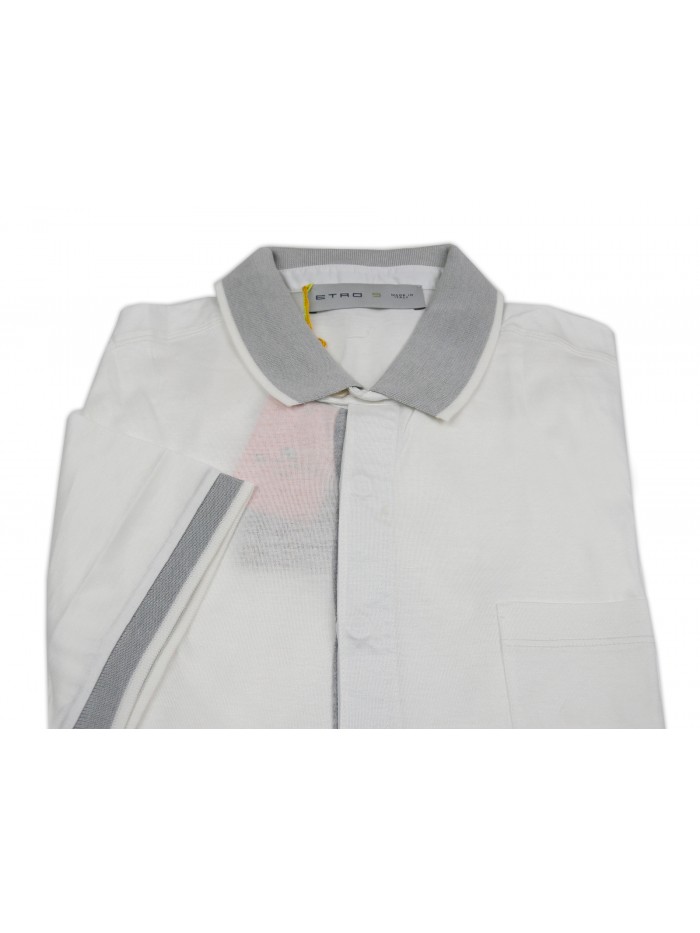 Etro Polo Uomo Art. 14324 9769 990 Taschino Bianco