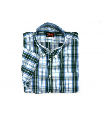 SUN68 Camicia Uomo Code Style 11164 COL 50 Quadri Verdi