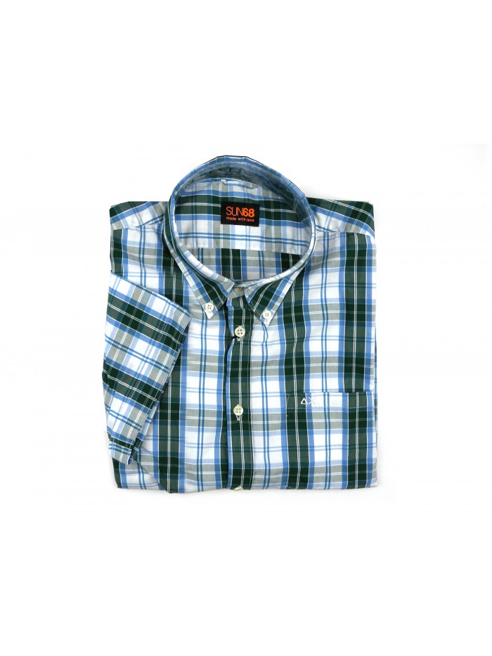 SUN68 Men's Code Style Shirt 11164 COL 50 Green square SUN68 Men's Code Style Shirt 11164 COL 50 Green square