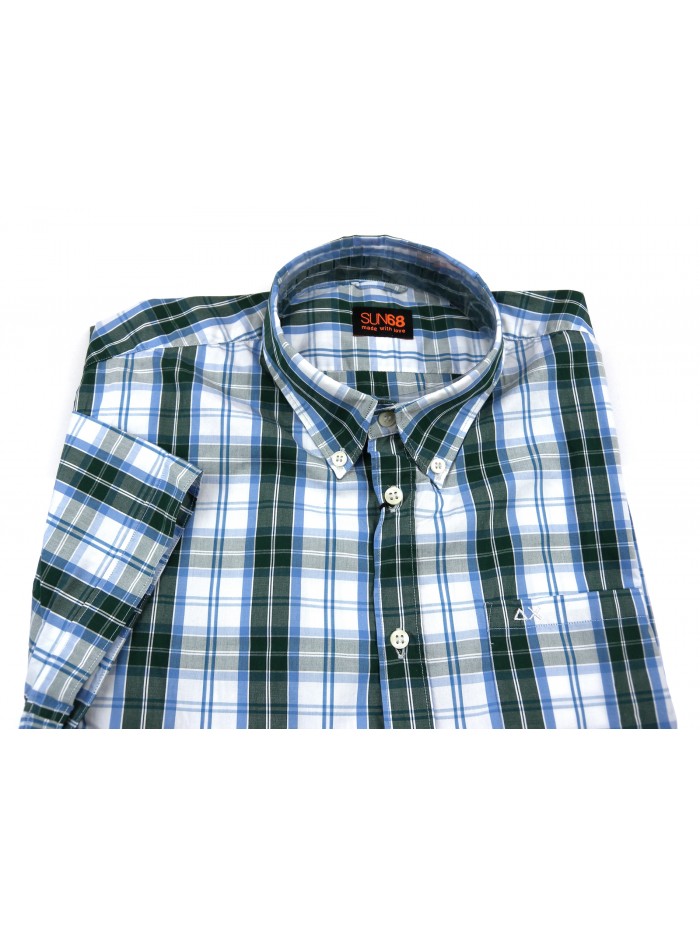SUN68 Men's Code Style Shirt 11164 COL 50 Green square