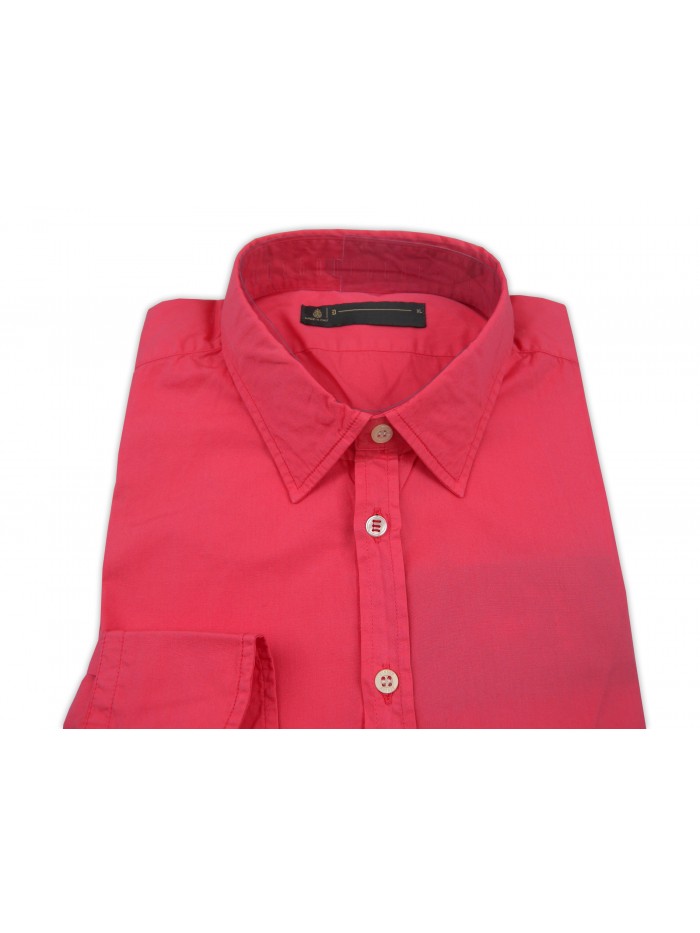 Dondup Men's Shirt Art. TYHRAUCO42 COL 507 Plain Coral