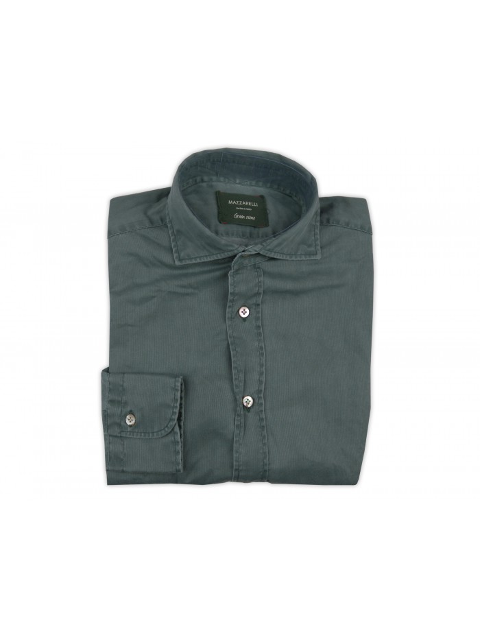 Mazzarelli Men's Shirt Art. 100W / 2 Delavè Vintage Mauve Green Mazzarelli Men's Shirt Art. 100W / 2 Delavè Vintage Mauve Green
