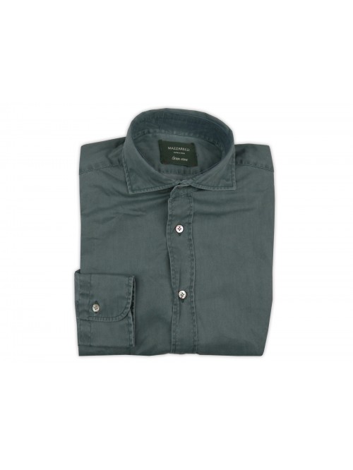 Mazzarelli Men's Shirt Art. 100W / 2 Delavè Vintage Mauve Green Mazzarelli Men's Shirt Art. 100W / 2 Delavè Vintage Mauve Green