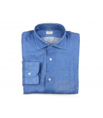 Mazzarelli Men's Shirt Art. Veccia B113W / 8 Blue Stars Micro-pattern
