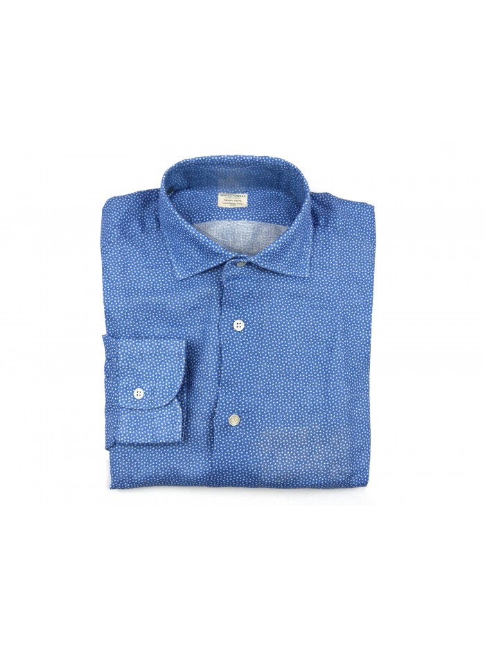 Mazzarelli Men's Shirt Art. Veccia B113W / 8 Blue Stars Micro-pattern Mazzarelli Men's Shirt Art. Veccia B113W / 8 Blue Stars Micro-pattern