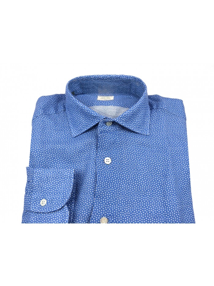 Mazzarelli Men's Shirt Art. Veccia B113W / 8 Blue Stars Micro-pattern