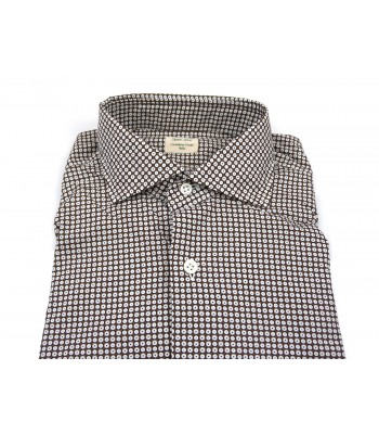 Mazzarelli Men's Shirt Art. Veccia B119 Micro-pattern Brown Circles 2