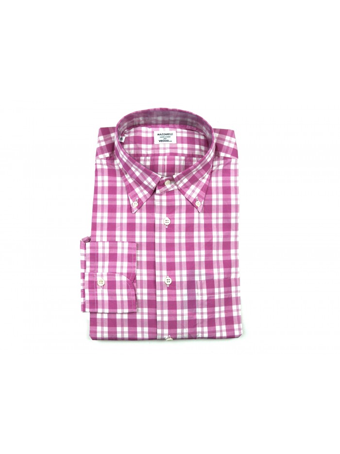 Mazzarelli Camicia Uomo Art. Button Down Quadri Magenta Mazzarelli Camicia Uomo Art. Button Down Quadri Magenta