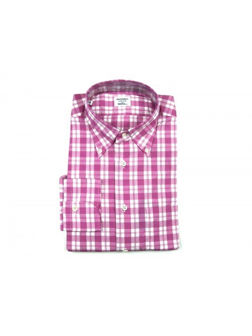 Mazzarelli Men's Shirt Art. Button Down Check Magenta Mazzarelli Men's Shirt Art. Button Down Check Magenta