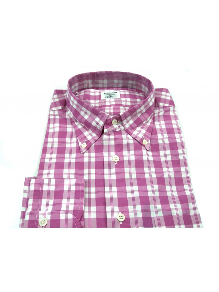 Mazzarelli Camicia Uomo Art. Button Down Quadri Magenta