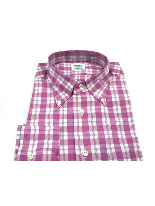 Mazzarelli Men's Shirt Art. Button Down Check Magenta