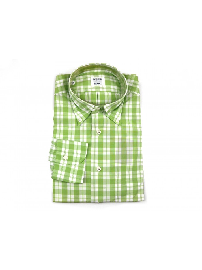 Mazzarelli Man Shirt Art. Button Down Checked Lime Green Mazzarelli Man Shirt Art. Button Down Checked Lime Green