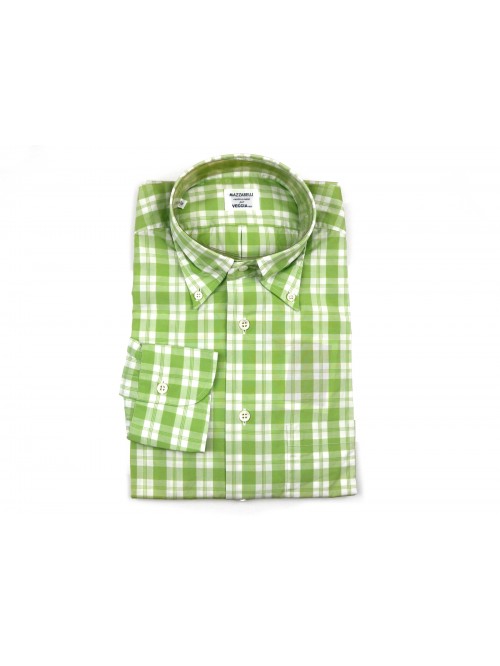 Mazzarelli Camicia Uomo Art. Button Down Quadri Verde Lime