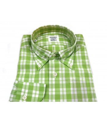Mazzarelli Camicia Uomo Art. Button Down Quadri Verde Lime 2