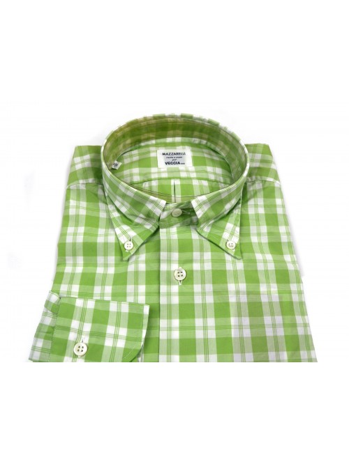 Mazzarelli Camicia Uomo Art. Button Down Quadri Verde Lime