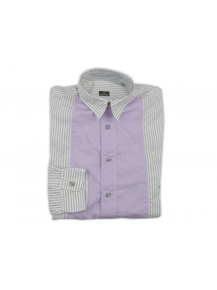 Paul Smith Man Shirt Art. PDXD811K314 Casual Shirt Striped White / Purple Paul Smith Man Shirt Art. PDXD811K314 Casual Shirt Striped White / Purple