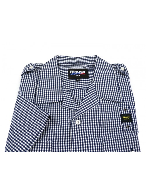 Blauer Men's Shirt Art. 11BM11040641 White / Blue Squares