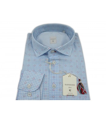 Bastoncino Camicia Uomo Art. B438 Quadretti con Fiori Rossi 2
