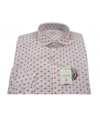 Bastoncino Camicia Uomo Art. B431 Microfantasia Conchiglie Rosso 2