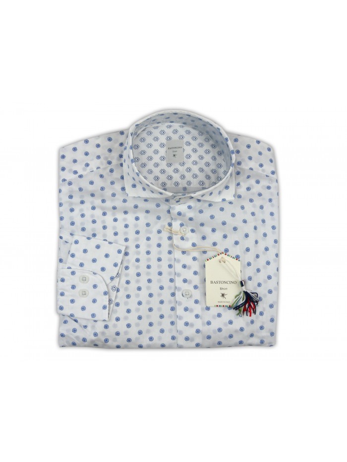 Bastoncino Shirt Man Art. B431 Micro-pattern Blue Shells Bastoncino Shirt Man Art. B431 Micro-pattern Blue Shells