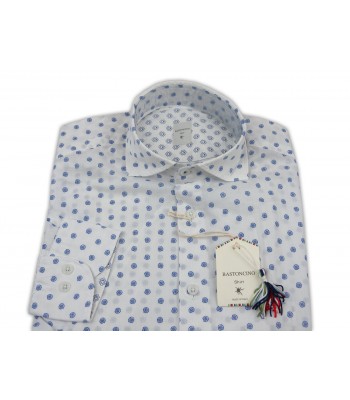 Bastoncino Shirt Man Art. B431 Micro-pattern Blue Shells 2