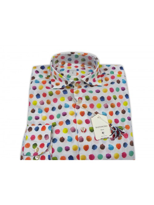 Bastoncino Camicia Uomo Art. BA420 Fantasia Tempera Multicolor