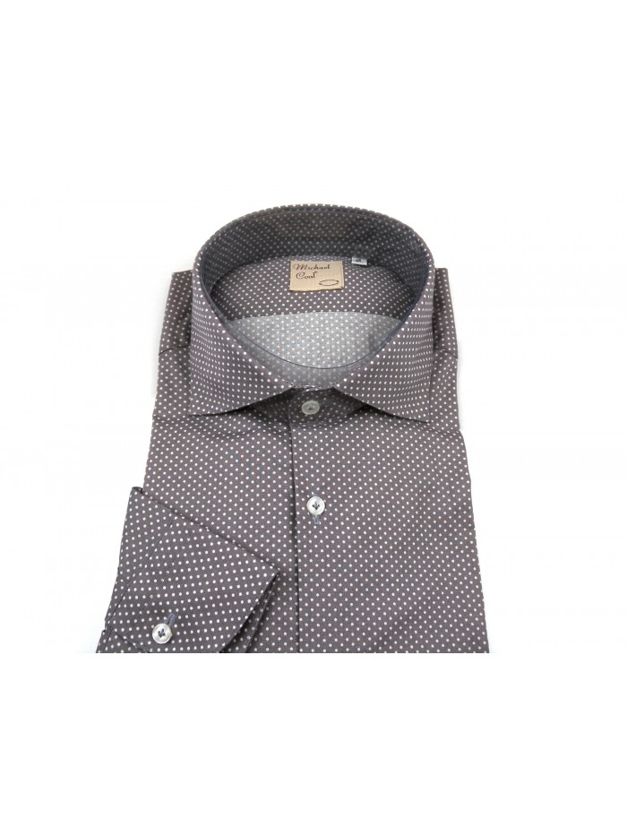 Michael Coal Camicia Uomo Art. 572 Pois Bianco/Tortora