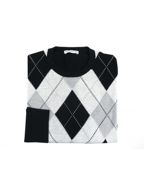 Ballantyne Men's Shirt Mod. 2CK24014C04 93758 Rhombuses Midnight Blue Ballantyne Men's Shirt Mod. 2CK24014C04 93758 Rhombuses Midnight Blue