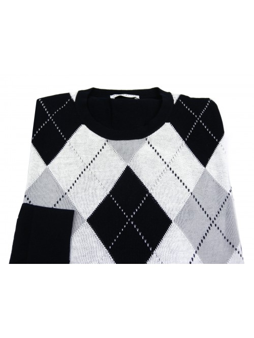 Ballantyne Men's Shirt Mod. 2CK24014C04 93758 Rhombuses Midnight Blue