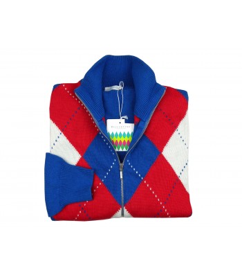 Ballantyne Men's Cardigan Sweater Mod. NEK LS 83504 Rombi Tricolore