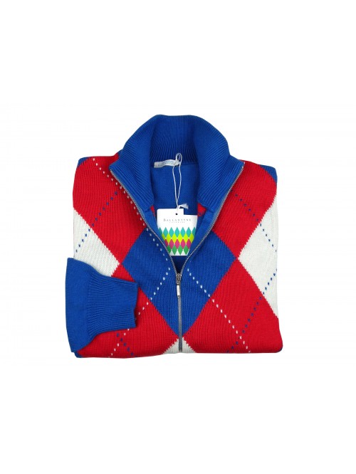 Ballantyne Men's Cardigan Sweater Mod. NEK LS 83504 Rombi Tricolore Ballantyne Men's Cardigan Sweater Mod. NEK LS 83504 Rombi Tricolore