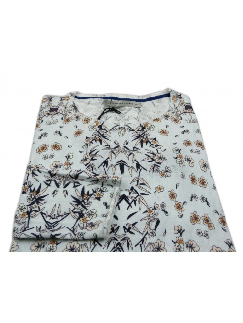 Massimo Rebecchi Men's Shirt Mod. SOB612KH COL 063 Floral Aqua